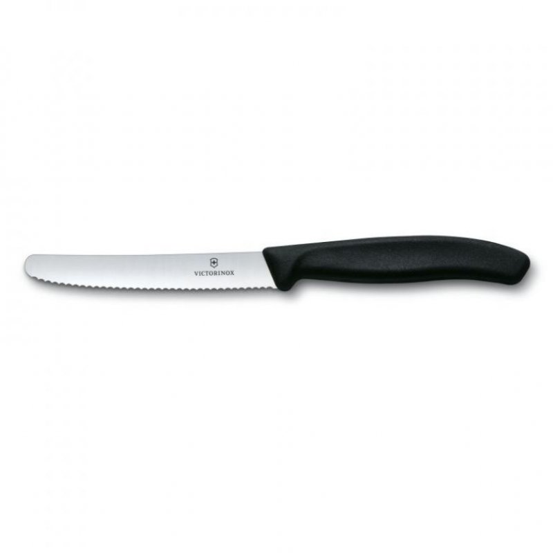 Kuchyňský nůž s vlnkovým ostřím - černý