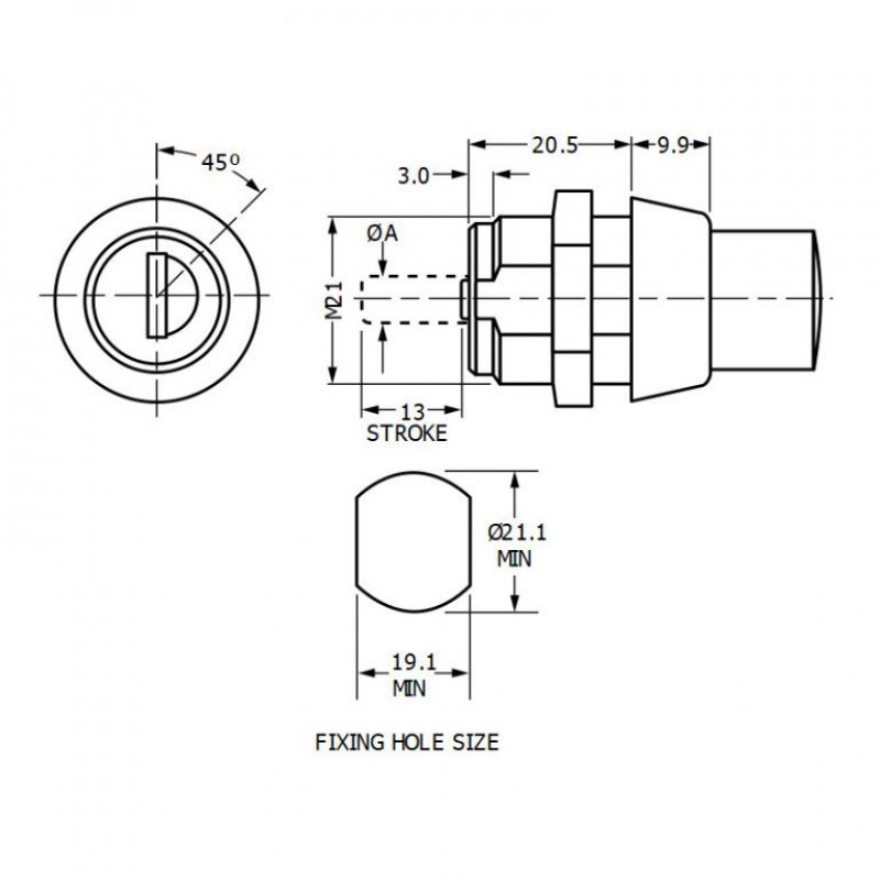 Zámek Euro-Locks B620-0006 - technický nákres