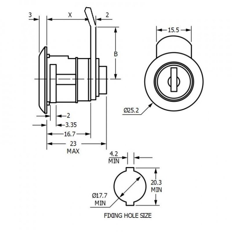 Zámek Euro-Locks F467-0004 - technický nákres